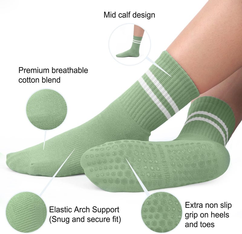 BLONGW Pilates Socks with Grips for Women, Non-Slip Yoga Athletic Socks for Barre Barefoot Workout Hospital - Image 2